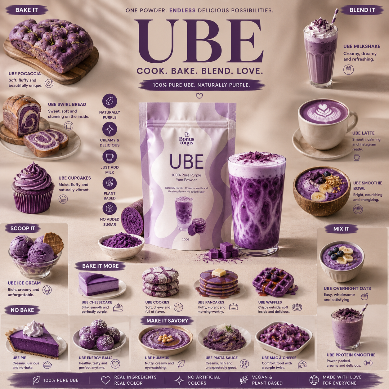 Ramaus vakaro ritualas: Ube latė+ Spalvų magija (Klitorijos žiedai) + Ceremoninė kakava Peru