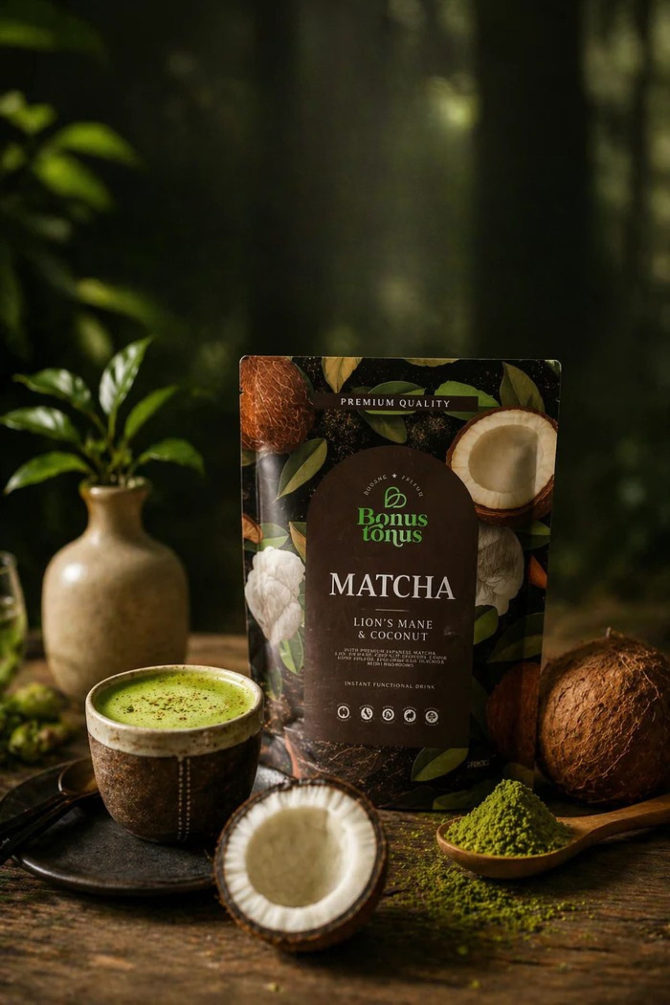 Matcha su kokosu ir liūto karčiu 4A 200GBONUS TONUS