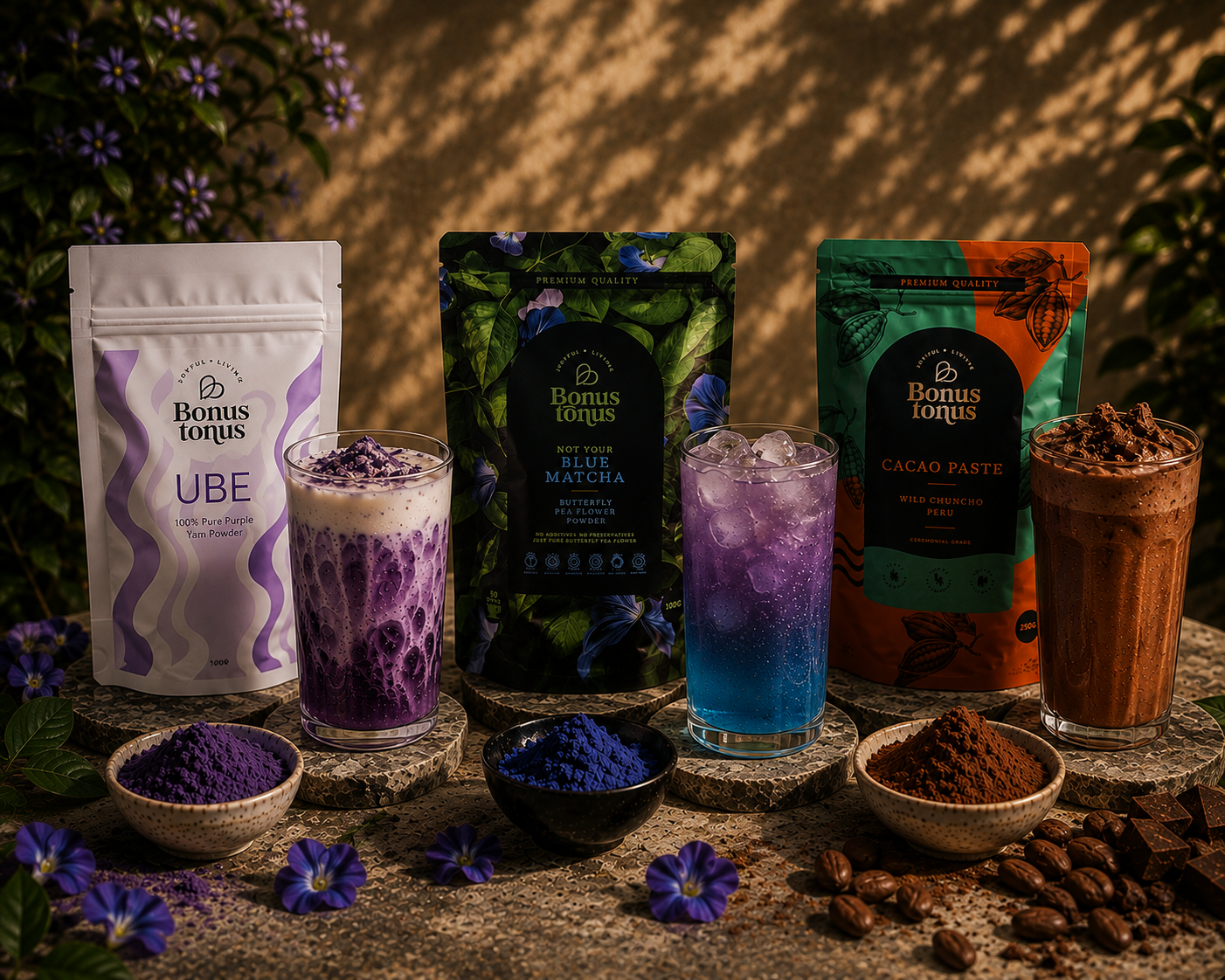 Ramaus vakaro ritualas: Ube latė+ Spalvų magija (Klitorijos žiedai) + Ceremoninė kakava Peru