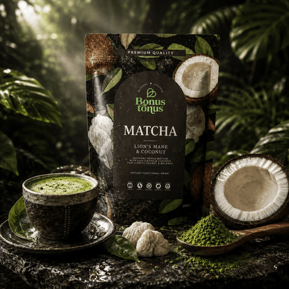 Ceremoninė Matcha su Kolagenu, Liūto Karčiu ir Funkciniais Grybais | 200gBONUS TONUS